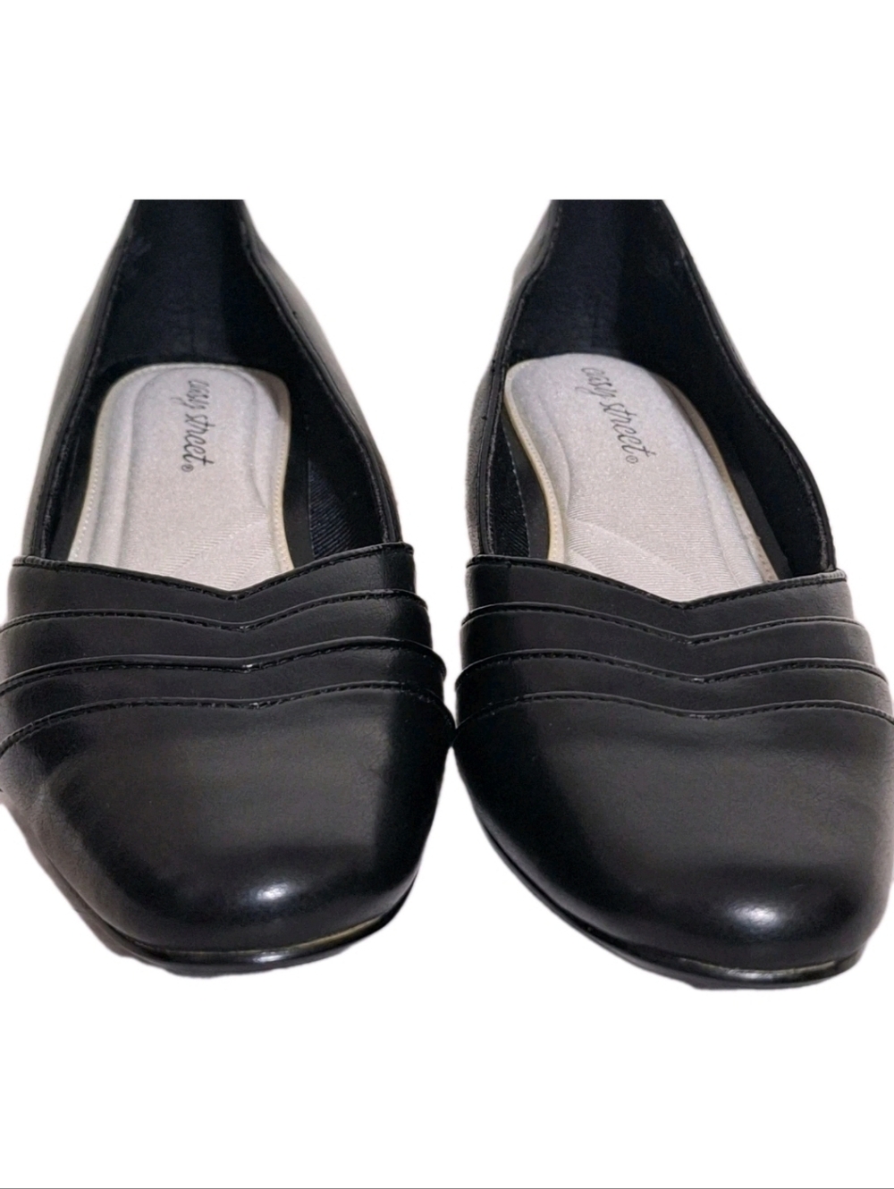 Easy Street Entice Squared Toe Pumps Black Faux Leather Shoes Size 9 M - Picture 4 of 11